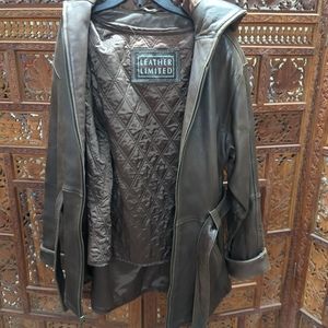Leather Limited hooded jacket.